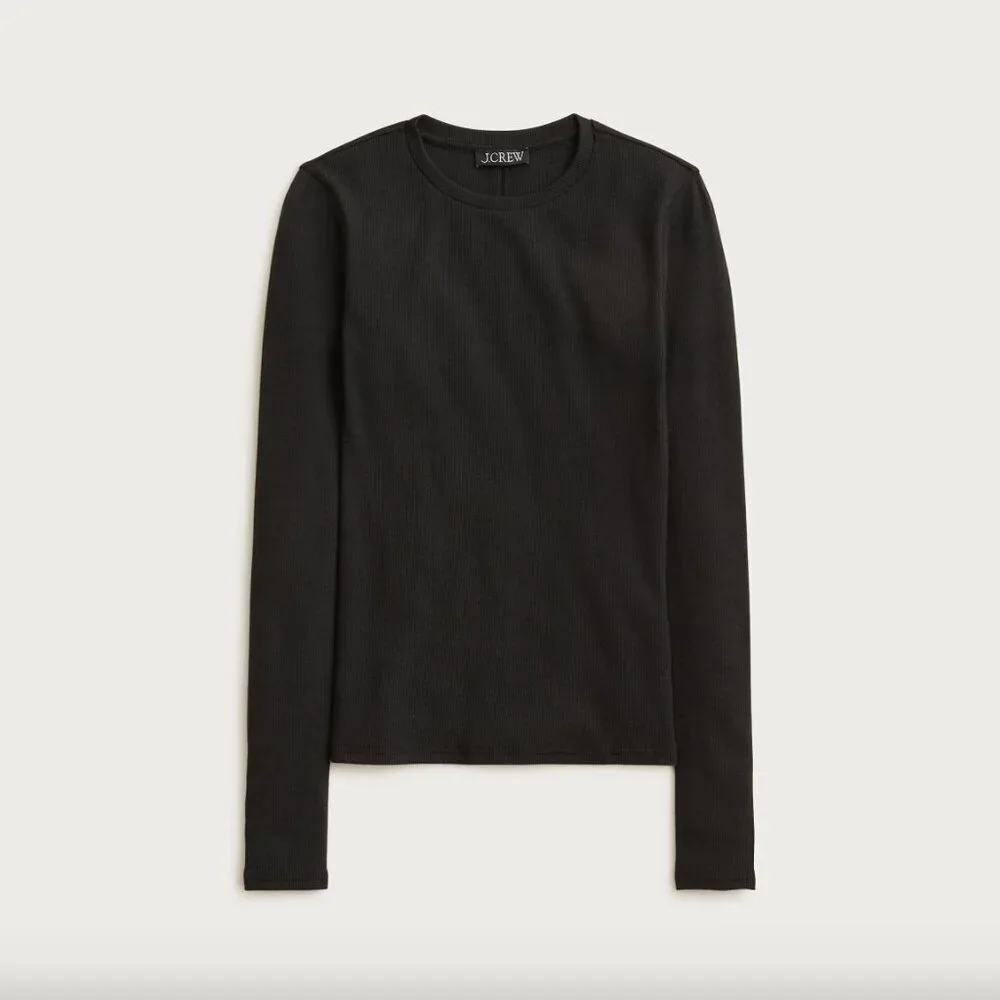 J.Crew Perfect rib long-sleeve T-shirt in Black XL